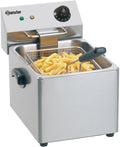 Bartscher Fritteuse SNACK III A162810E - 8L Edelstahl Fritteuse mit 3,25kW Leistung - kompakte Bauform 26,5 x 34 x 34cm - silberne Gastro Fritteuse für Imbiss und Küche