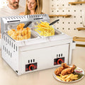 Gasfritteuse - 20L gewerbliche Doppeltank Friteuse aus Edelstahl - hohe Kapazität mit Pommeskorb und 47 x 62,5 x 40,3cm - für Restaurant Heimküche und Snackbar