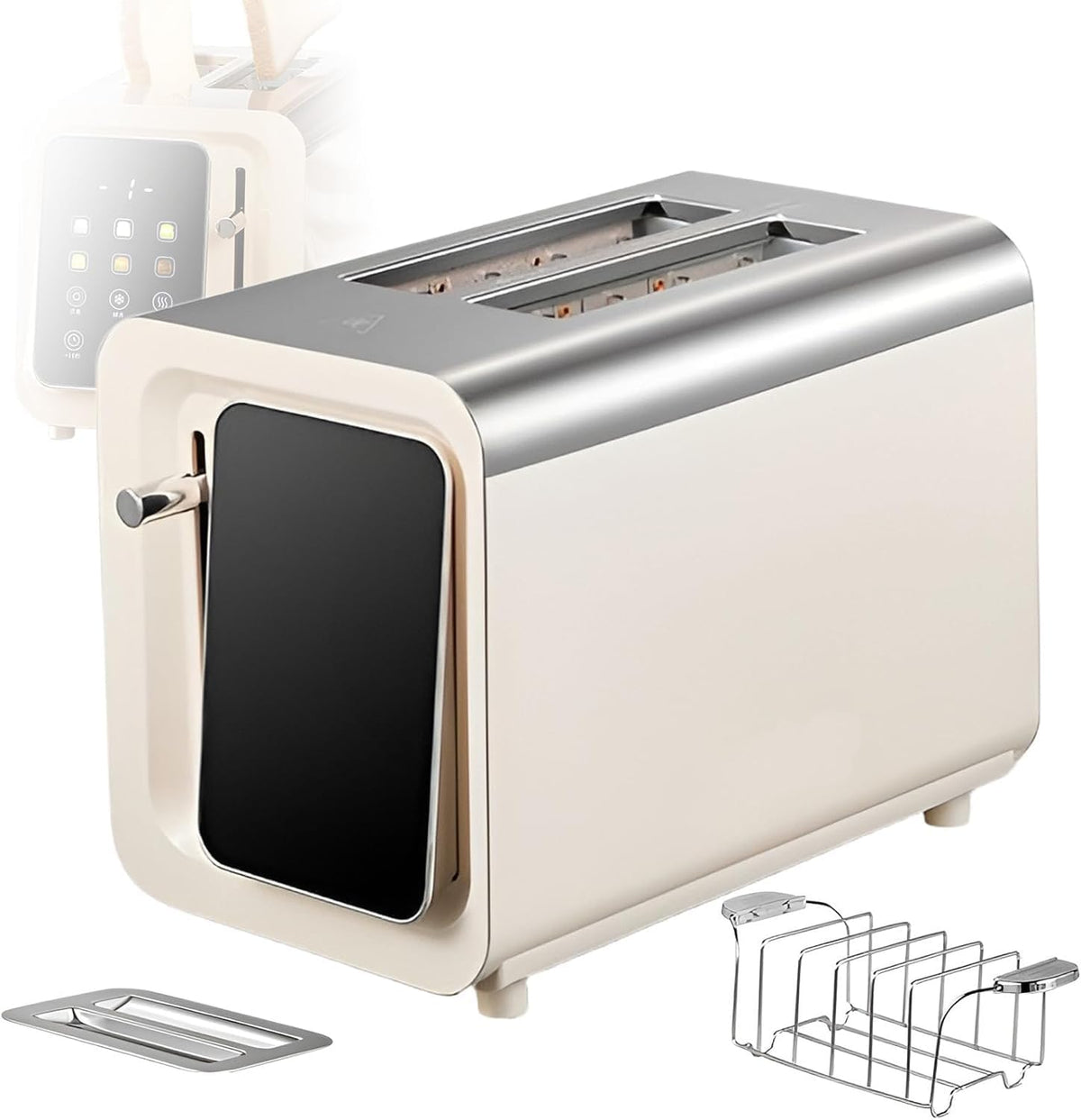 KCOAG Gewerblicher Sandwich Toaster - Frühstückstoaster mit Touchscreen und Grillfunktion - Für 6 Brotsorten mit Staubschutzabdeckung - Für Hotels Cafes und Restaurants