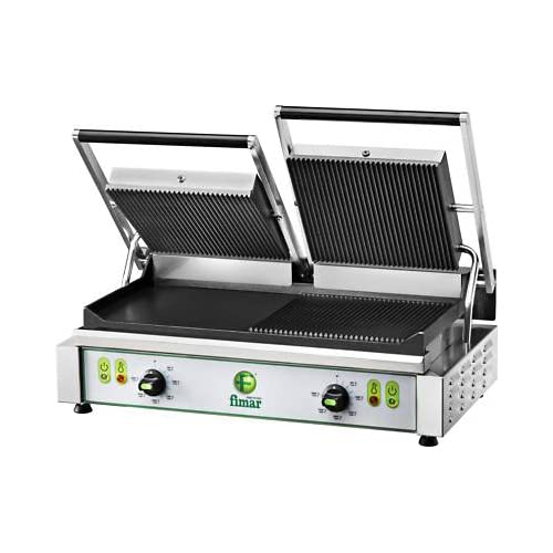 Gusseisen Platte Doppel glatt - für Toast Sandwiches und Pizza Modell RS 1690 - 11kg schwere Grillkonstruktion - gewerblicher Kontaktgrill für Gastronomie und Küche