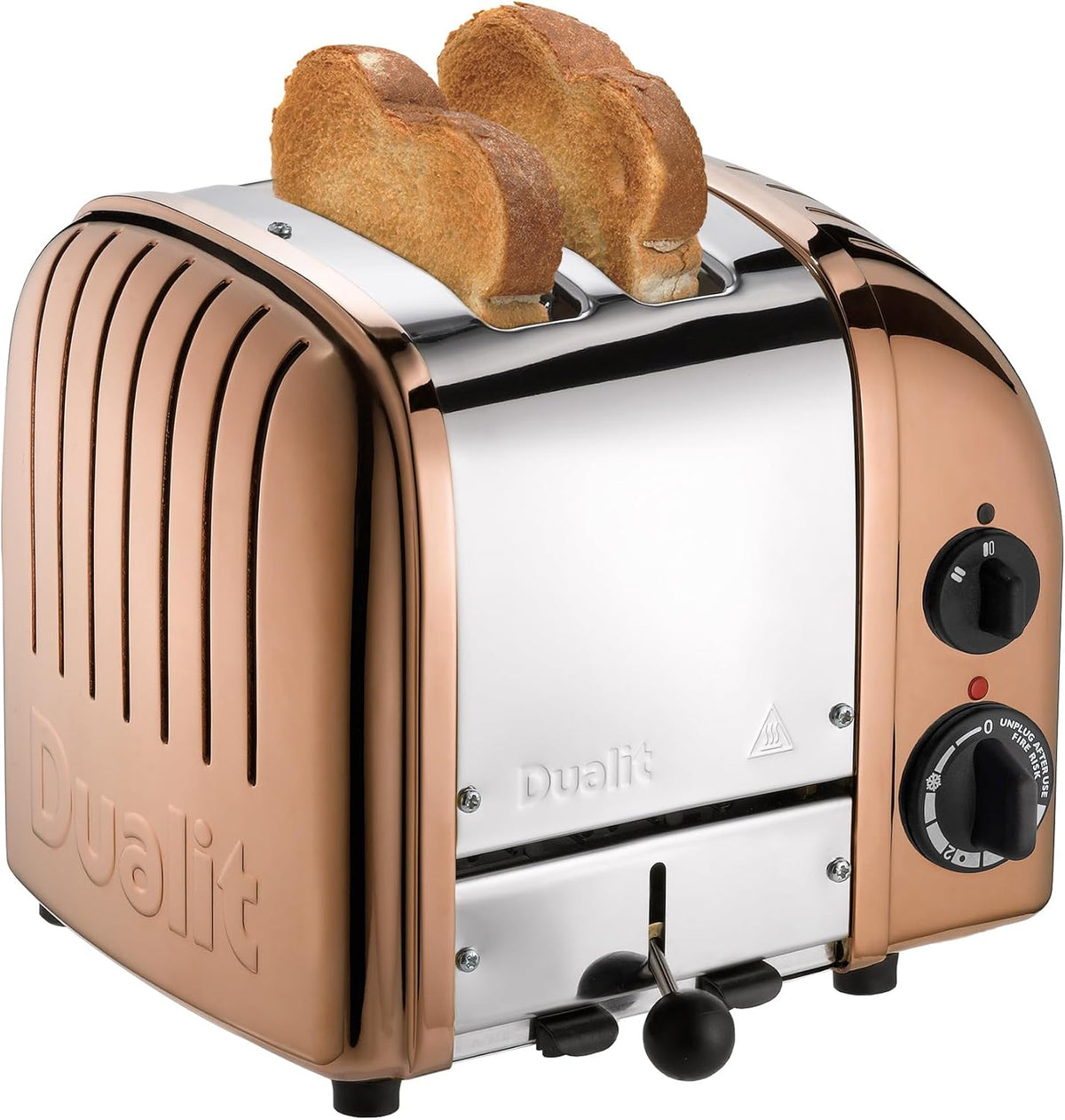 Dualit Classic NewGen Toaster für 2 Scheiben - handgefertigter Kupfer Toaster - austauschbare ProHeat Heizelemente - mechanischer Timer und Auftaufunktion