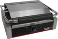 Monster Shop Paninigrill Edelstahl - 2200W gerillter Elektro Kontaktgrill - 43 x 31cm Grillfläche mit 2 Fettauffangschalen - inklusive Draht Reinigungsbürste für Sandwich und Panini