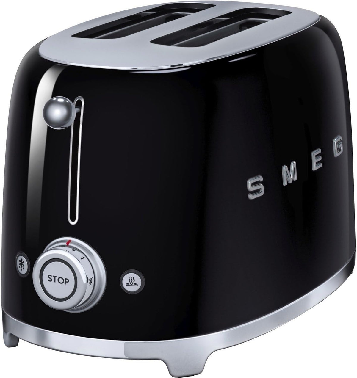 Smeg TSF01BLUK Toaster für 2 Scheiben - 950W elektrischer Brotröster - Edelstahl und legierter Stahl - Schwarz mit 220 bis 240V Betrieb