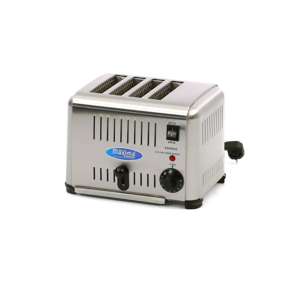Maxima Gastro Toaster - 4 Scheiben Brot mit 1800W Leistung - Edelstahlgehäuse für gewerblichen Einsatz - professioneller Toaster für Gastronomie Frühstück und Buffet