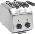 Elektrischer Toaster 20,3 cm - polierter Edelstahl SUS 304 - Ober- und Unterteil mit Pinzette - 8 Minuten Timer in Grau für Haushalt und Gewerbe