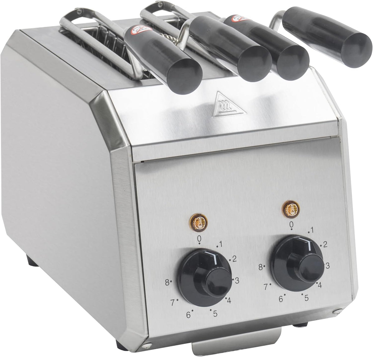 Elektrischer Toaster 20,3 cm - polierter Edelstahl SUS 304 - Ober- und Unterteil mit Pinzette - 8 Minuten Timer in Grau für Haushalt und Gewerbe
