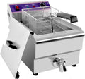 Gastro Fritteuse Friteuse Edelstahl MOOTACO - Professionelle Elektro Fritteuse mit 17 Liter Behälter - 3000 Watt und Ablasshahn - Maximal 11 Liter Öl