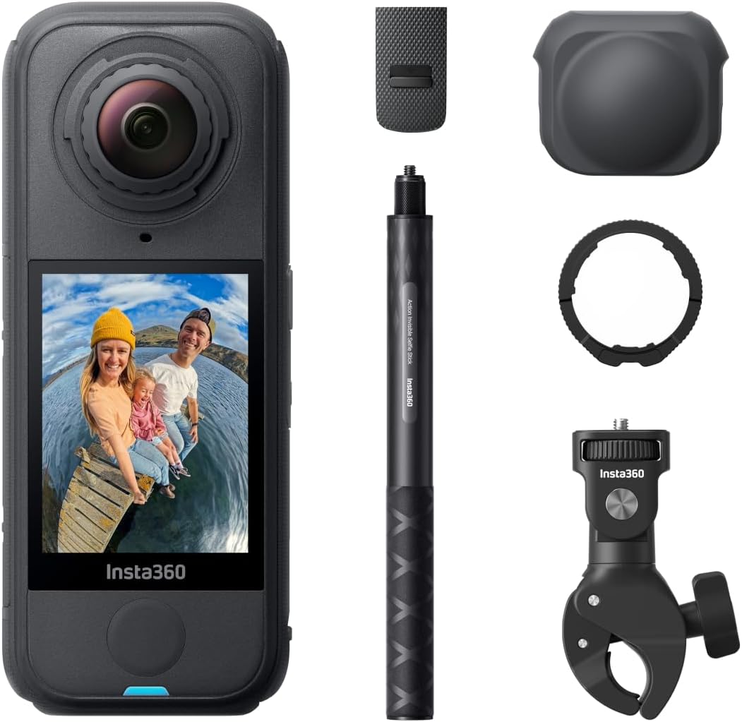Insta360 X4 Air Motorrad MultiView Bundle - 8K 360 Grad Action Kamera mit nur 165 g - Austauschbare Linsen und FlowState Stabilisierung - Mit Windschutz für Motorradaufnahmen