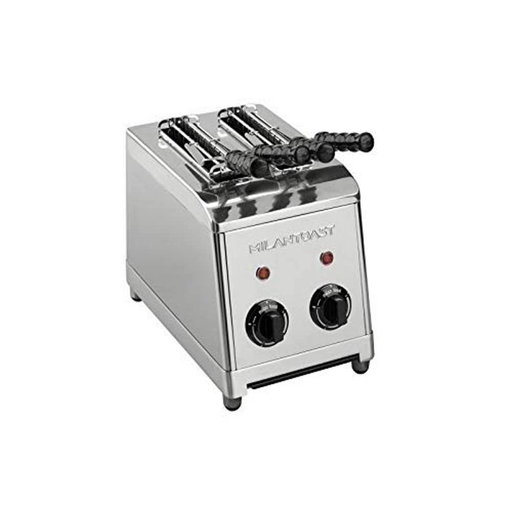 Milan Toast 7000 Toaster - Zwei Toastplätze mit 2 Zangen - Edelstahlgehäuse für Brot und Sandwiches - Kompaktes Gastro Gerät in Silber