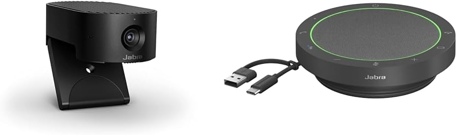 Jabra PanaCast 20 4K Videokonferenzkamera - mit Speak2 55 Bluetooth Freisprechlösung - 4 Mikrofone mit Geräuschunterdrückung - USB Webcam Set mit Lautsprecher Tragetasche und Zubehör