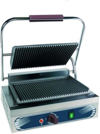 RESTAURANT STORE RS3062 Kontaktgrill - Einzelgerät mit Gusseisenplatte - 2200 Watt für Toast und Sandwiches - Edelstahl Gastro Grill für professionellen Einsatz