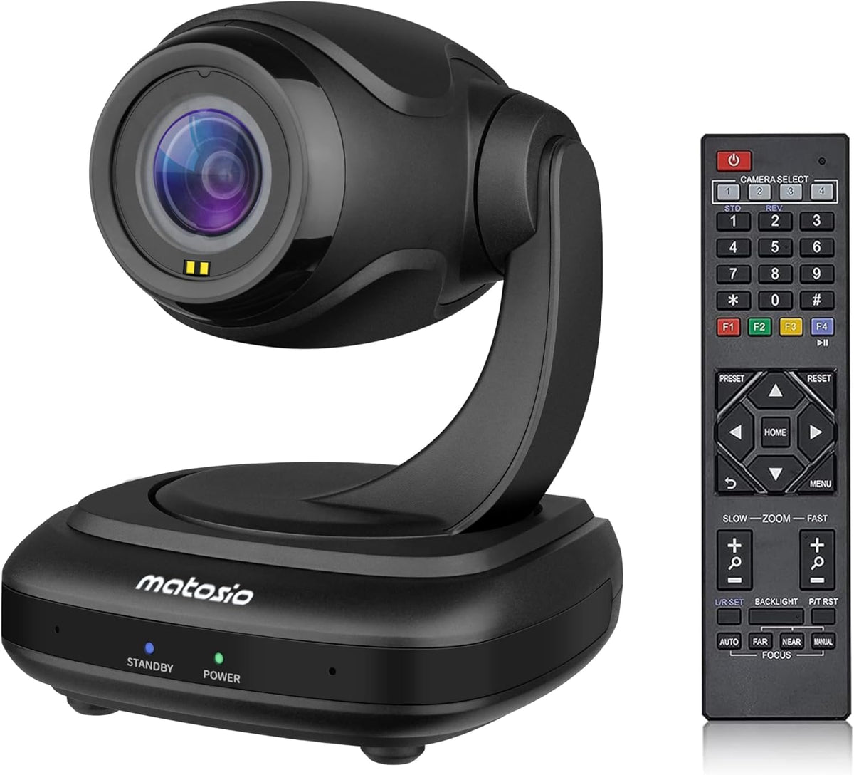 FoxPro PTZ Videokonferenzkamera 1080p - KI Gesichtstracking und optischer Zoom - Autofokus mit 2 Mikrofonen - Fernbedienung für Zoom und Microsoft Teams