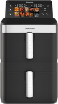 Taurus Duo Slim Heißluftfritteuse ohne Öl - 13 Liter Airfryer mit 2 Körben und 2800W - 10 Programme und 90 Minuten Timer - Schwarz mit Touchscreen