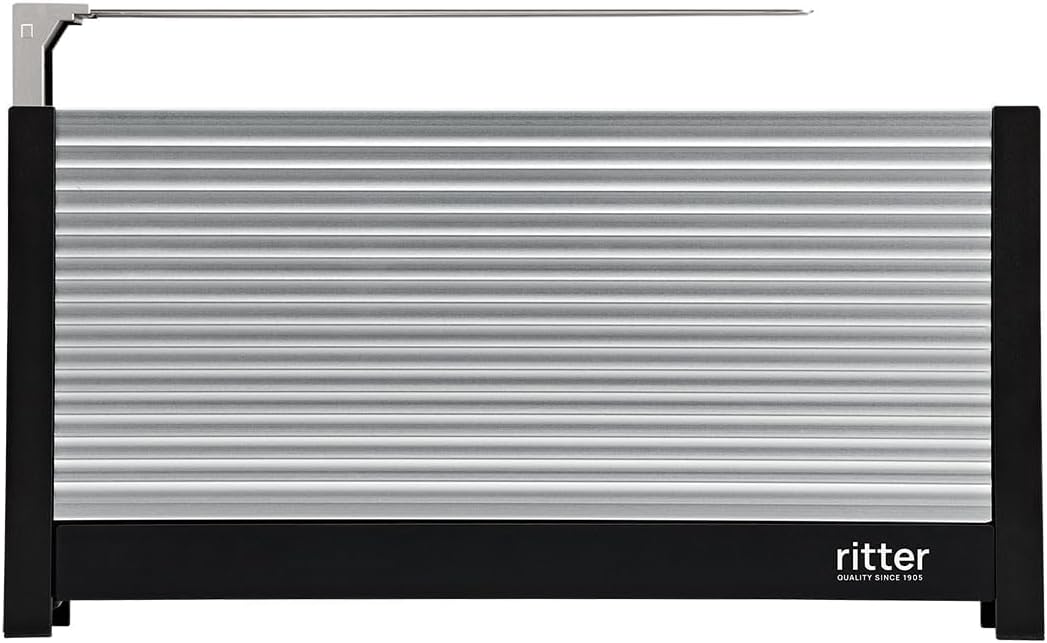 ritter volcano 3 Langschlitz Toaster - Extra schmaler Aluminium Toaster mit Brötchenaufsatz - Made in Germany - Brottoaster für Bagels und Brötchen