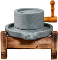 Manuelle Getreidemühle für Mehl - natürlicher Granitstein mit Holzrahmen - traditionelles Steinmahlwerk - für trockene und nasse Körner