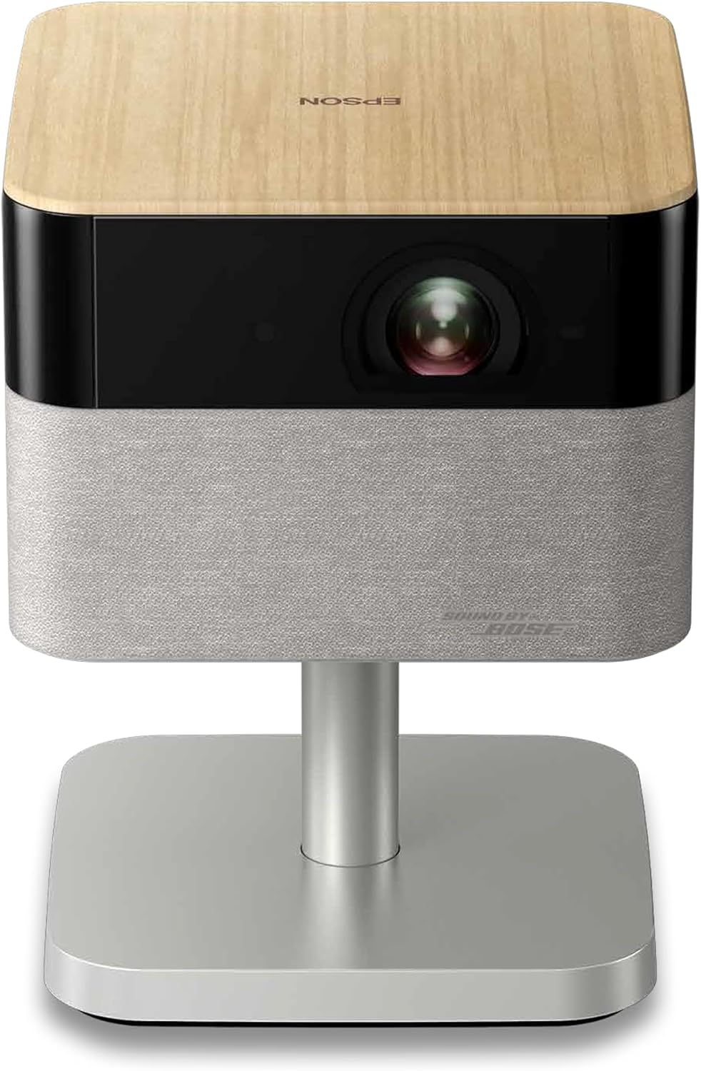 Epson Lifestudio Flex Plus EF-72 - 4K Pro UHD Smart Projektor mit Google TV - Bose Sound und LED Seitenlicht - Eiche mit verstellbarem Ständer