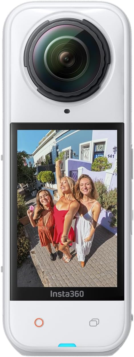 Insta360 X5 Satinweiß 360 Grad Kamera - 8K Video mit Low Light Funktionen - Austauschbare Linsen und Flow Stabilisierung - Bis zu 3 Stunden Akku mit integriertem Windschutz