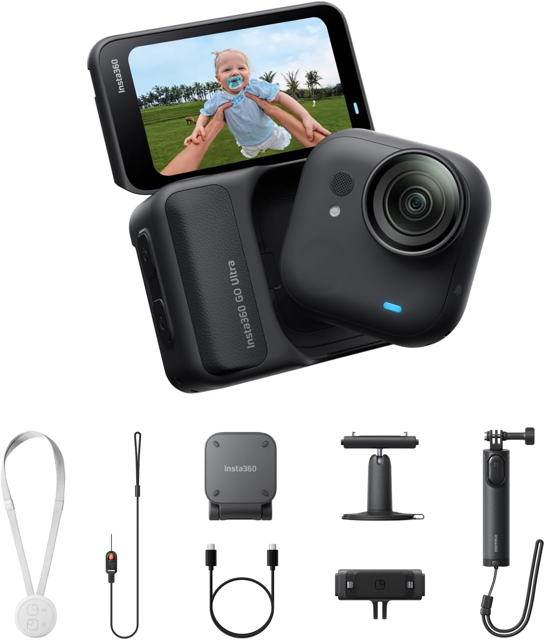 Insta360 GO Ultra Creator Bundle in Nachtschwarz - freihändige 4K Mini Action Kamera - 200 Minuten Akku und 10 m wasserdicht - FlowState Stabilisierung