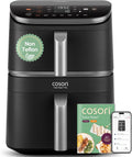 COSORI Turbo Tower Pro Smart Airfryer - 10,8L mit Keramikbeschichtung und DualBlaze Technologie - WLAN Steuerung und 5 Windgeschwindigkeiten - silbergraue Heißluftfritteuse