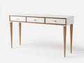 Schreibtisch aus Holz 130x60x78 cm - Weiß-Natur - 3 Schubladen - Modernes Design