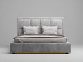 Doppelbett - Samtbezug 200x180x110 cm - Hellgrau - Gepolstertes Kopfteil - Modernes Design